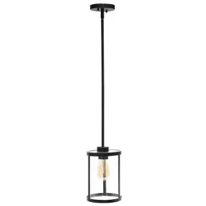1-Light 9.25"  Adjustable Hanging Cylindrical Clear Glass Pendant Fixture