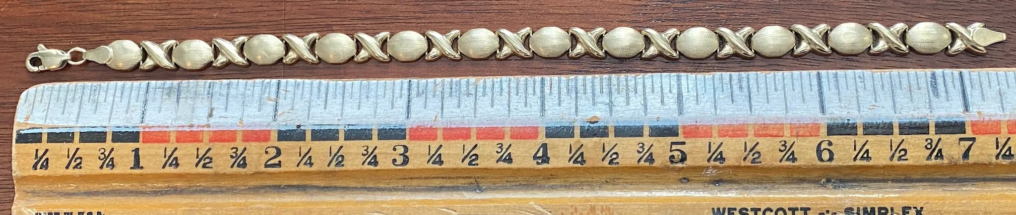 10k Yellow Gold Two Tone XO Tennis Bracelet Signed OR