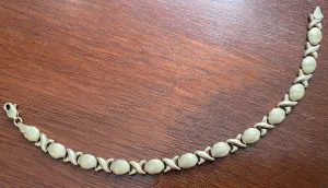 10k Yellow Gold Two Tone XO Tennis Bracelet Signed OR