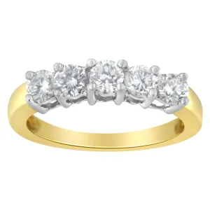 14KT Two Toned Gold 5 Stone Diamond Ring