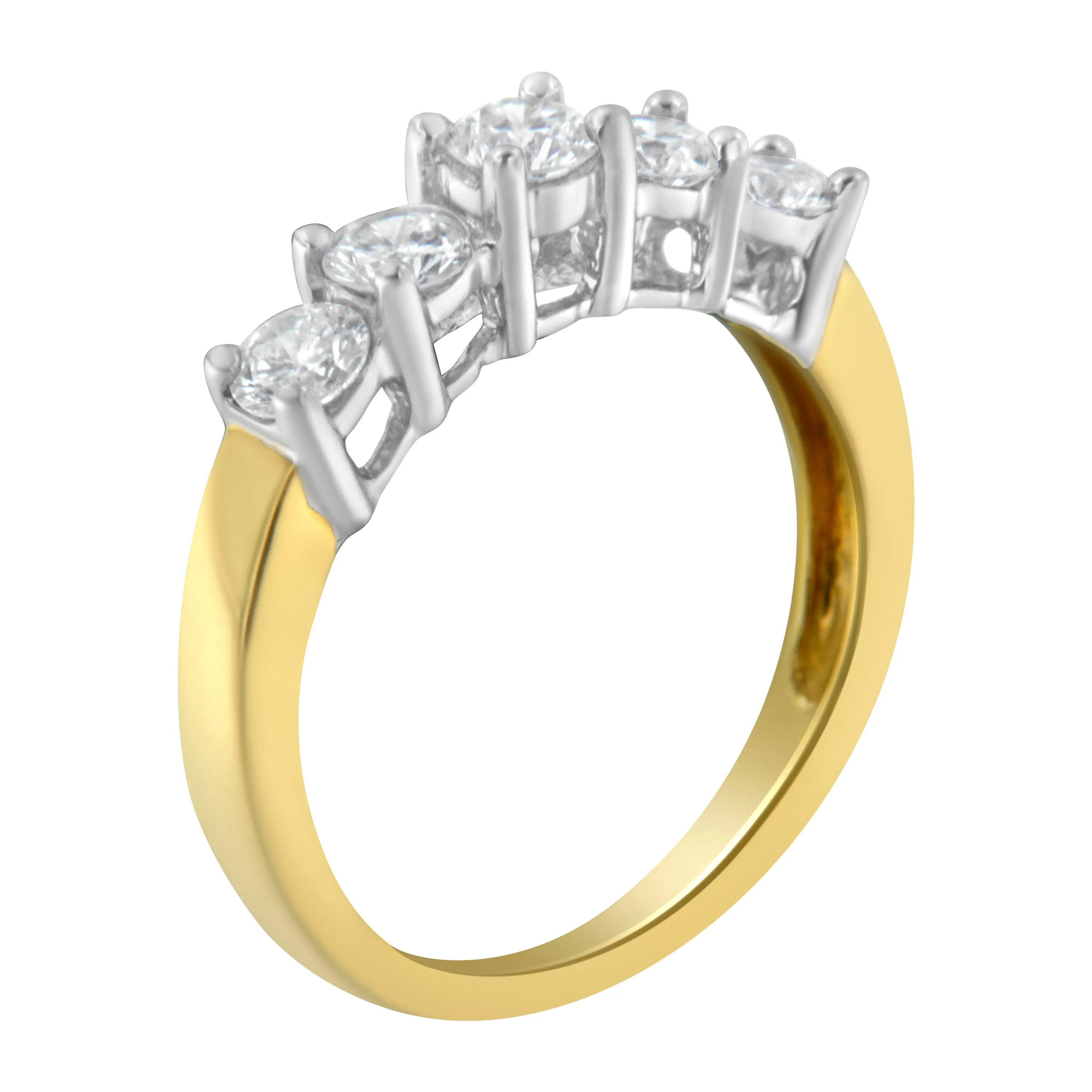 14KT Two Toned Gold 5 Stone Diamond Ring