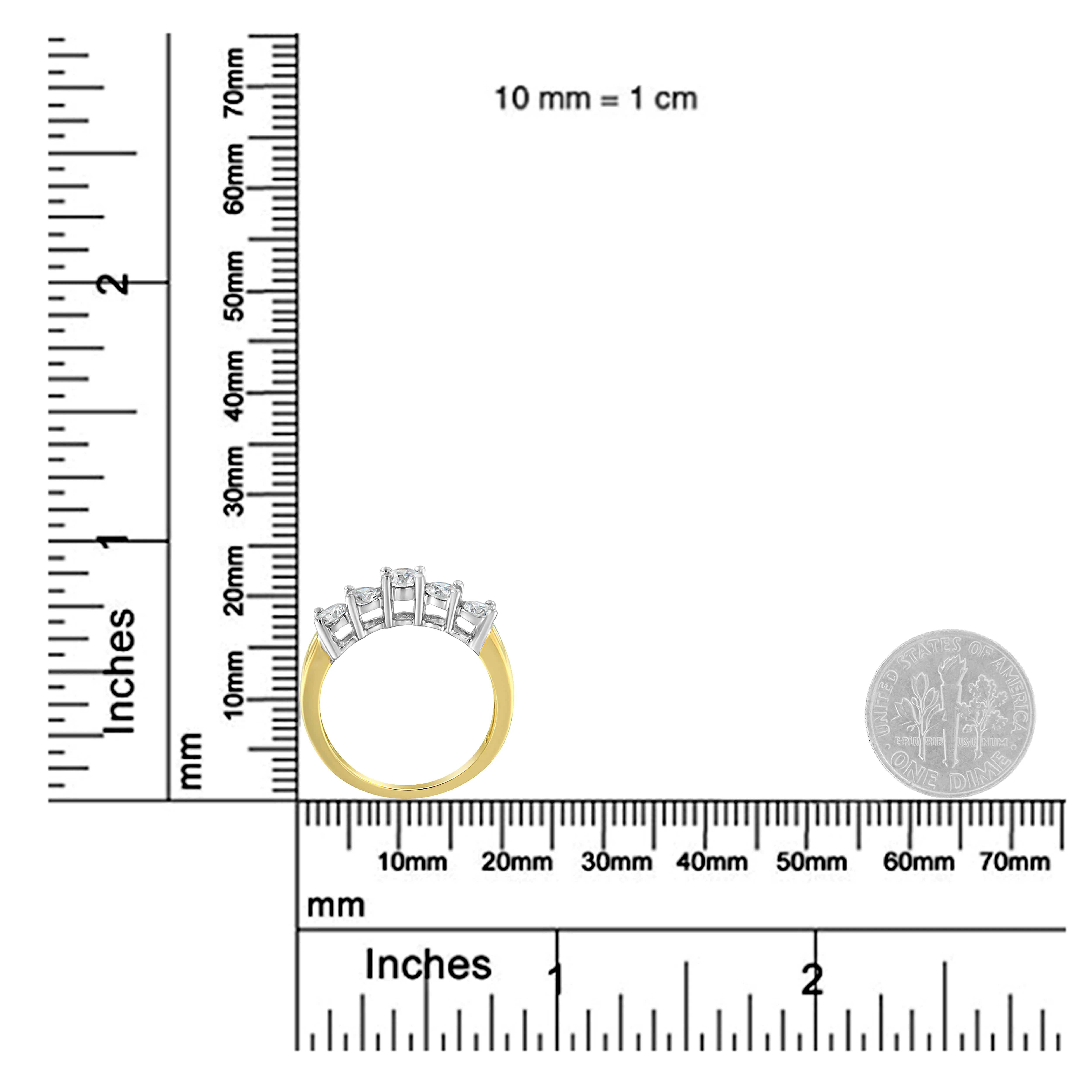 14KT Two Toned Gold 5 Stone Diamond Ring