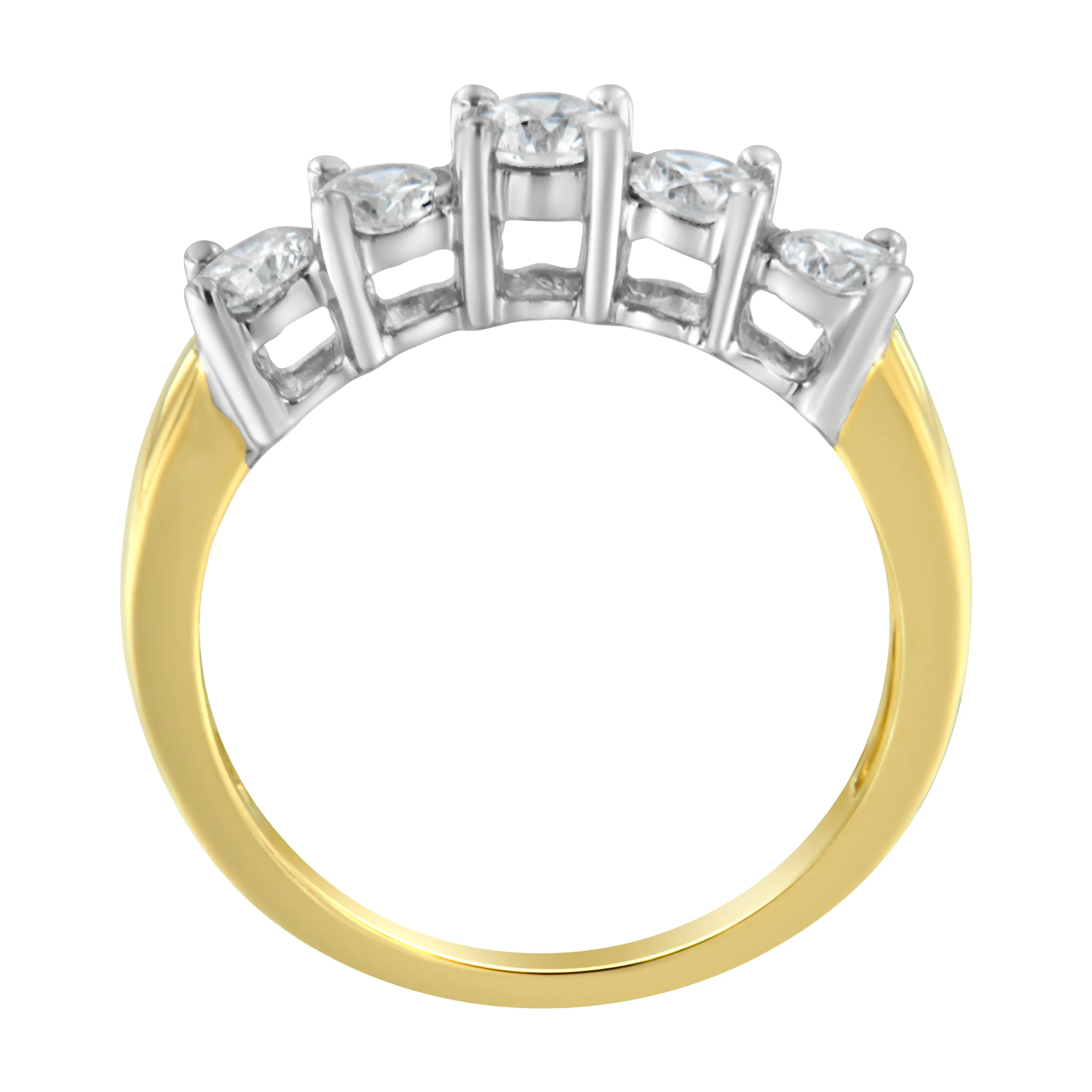 14KT Two Toned Gold 5 Stone Diamond Ring