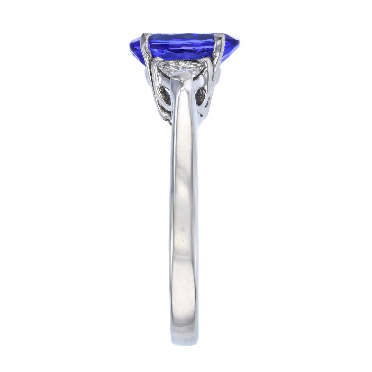 2.23ct Oval Cut Tanzanite and Trillion Cut Diamonds Three stone Ring | Pre-Loved | Platinum
