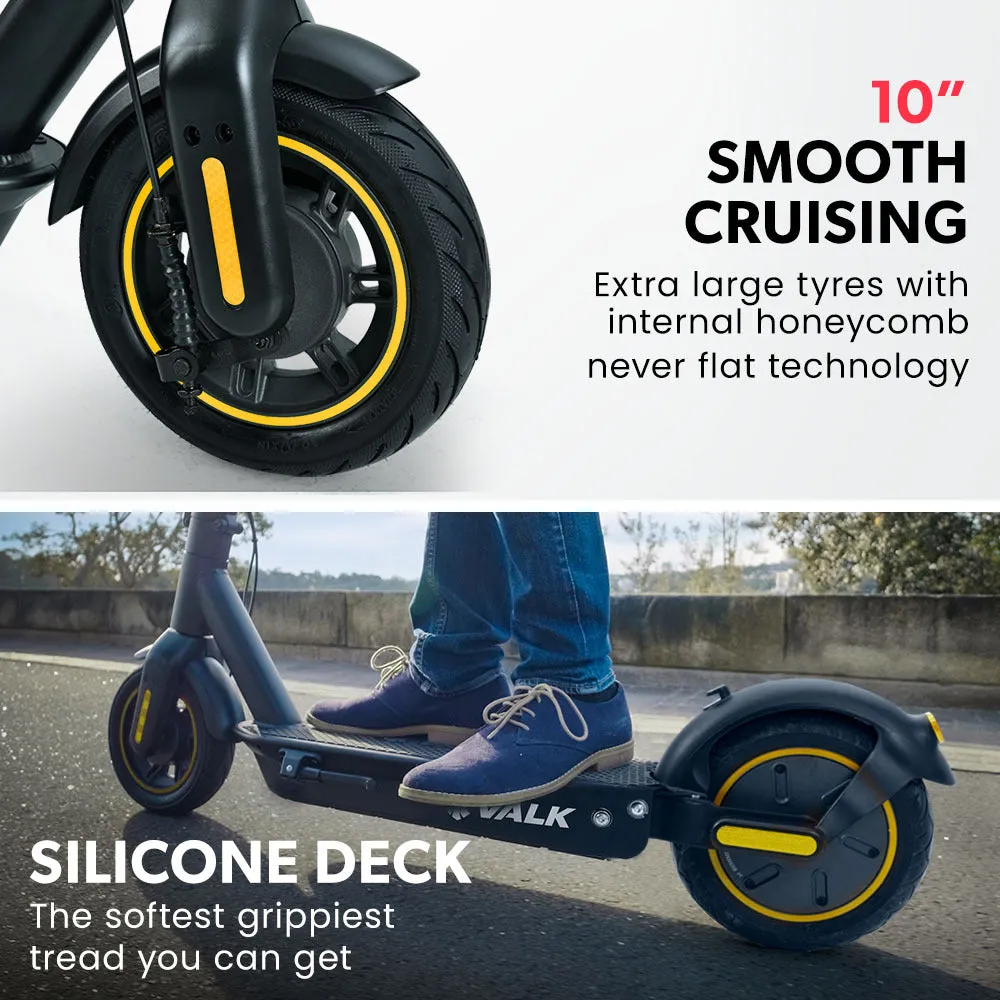 500W Electric Scooter w/ 15Ah Battery, Dual Suspension, 10" Honeycomb Tyres - VALK