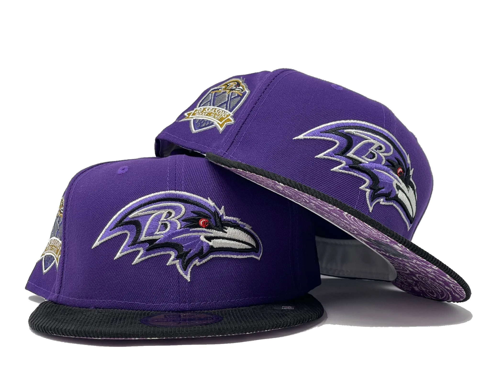 BALTIMORE RAVENS 20TH ANNIVERSARY "THURSDAY NIGHT FOOTBALL PAISLEY BRIM" COLLECTION" LIGHT PURPLE PAISLEY BRIM NEW ERA FITTED HAT