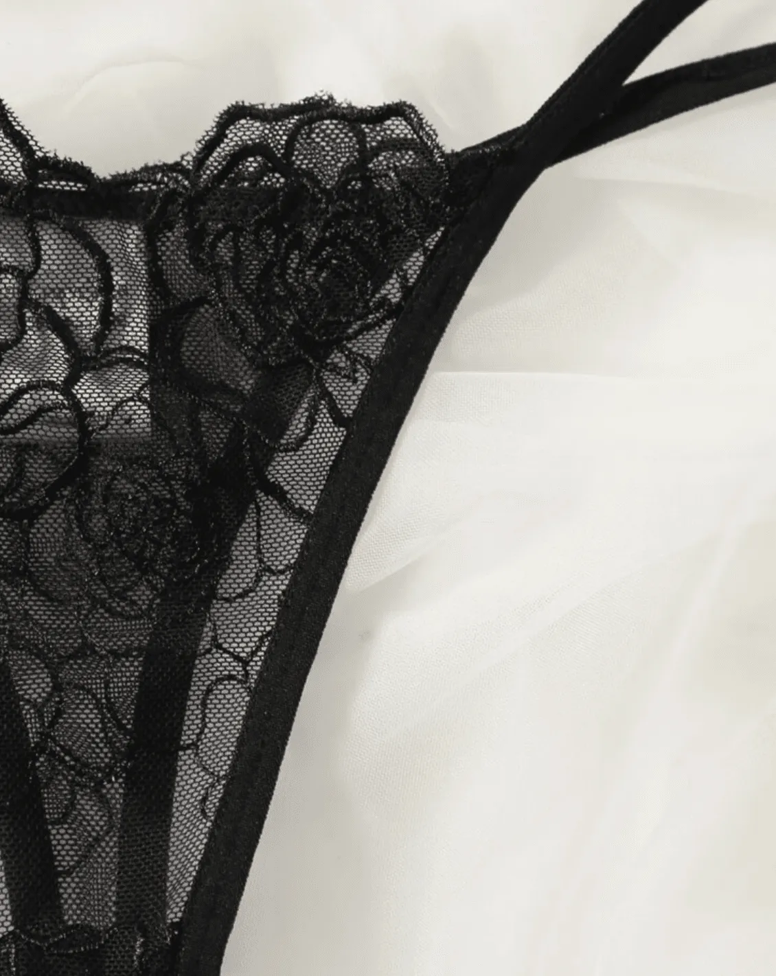 Black Lingerie Set Rose Embroidery