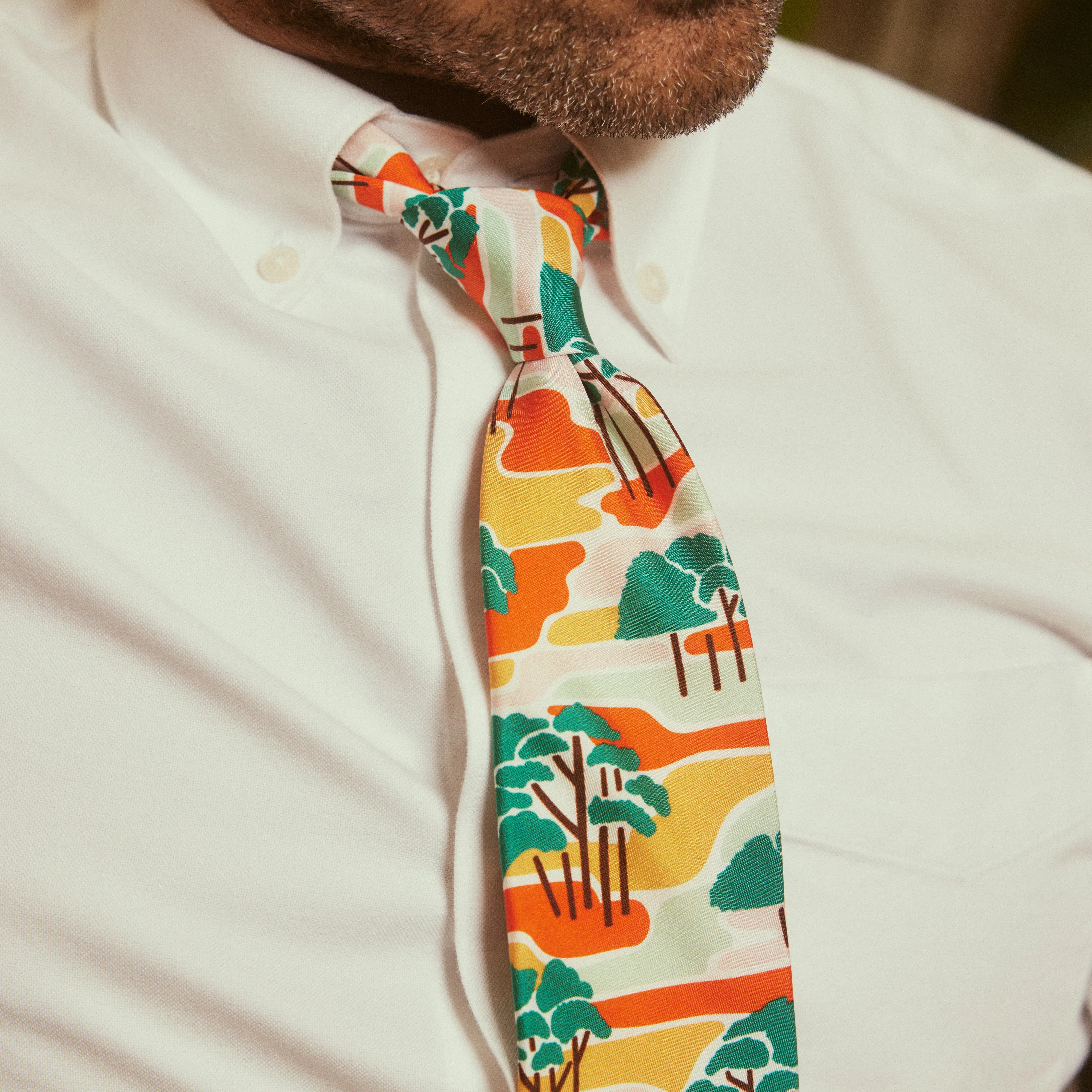 Elizabeth Olwen x Tie Bar Mellow Meadow Orange Tie