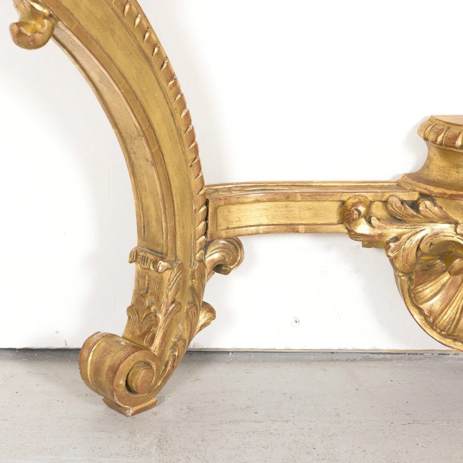 Fine 19th Century French Louis XV Rococo Style Giltwood Wall Console with Marble Top