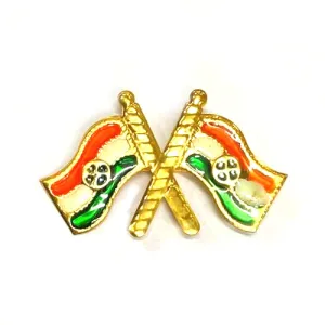 Flag Shop India Cross Flag Golden Lapel Pin / Brooch / Badge for Clothing Accessories