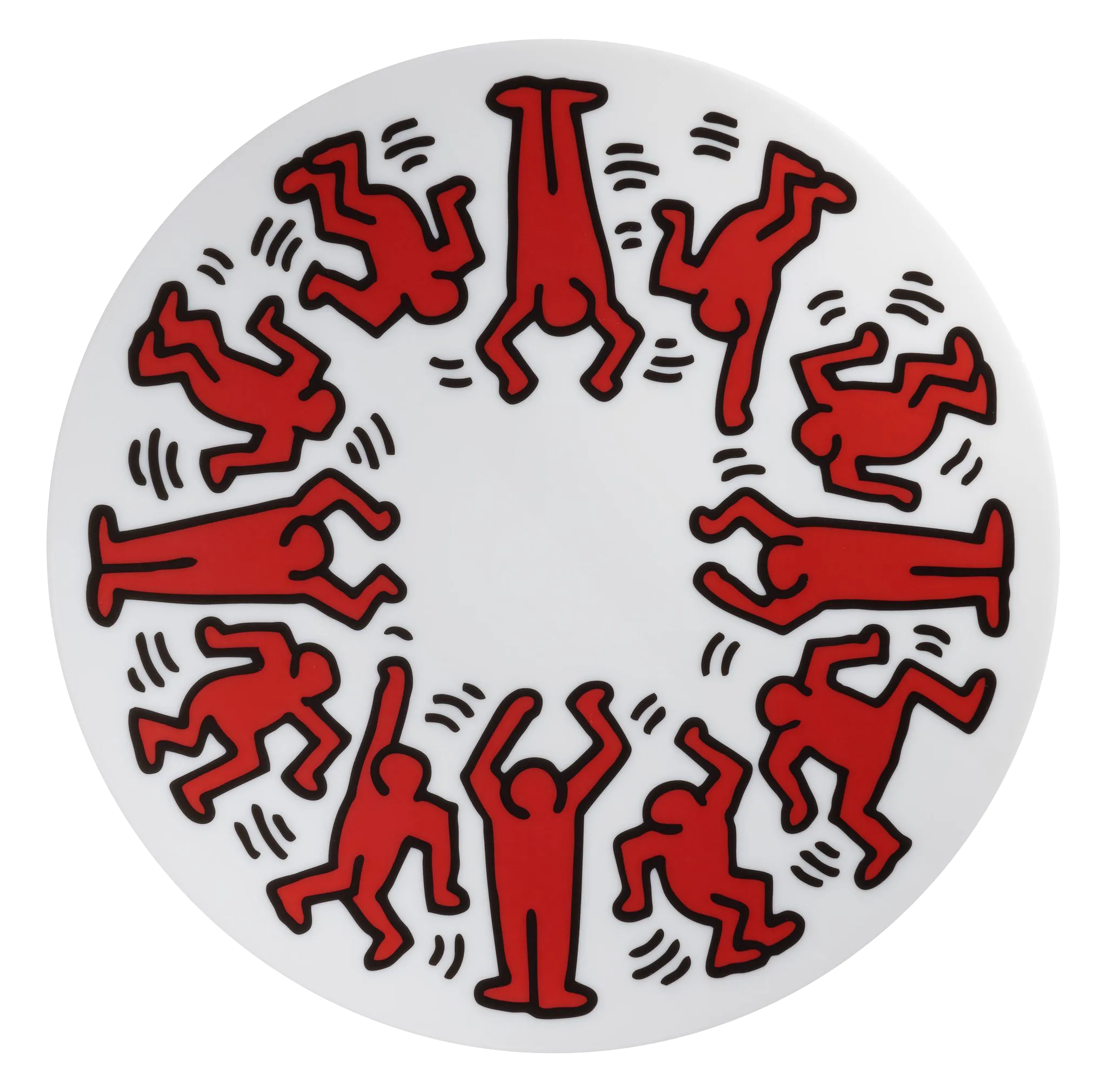 Keith Haring PORCELAIN and platinum PLATE "Red on White"