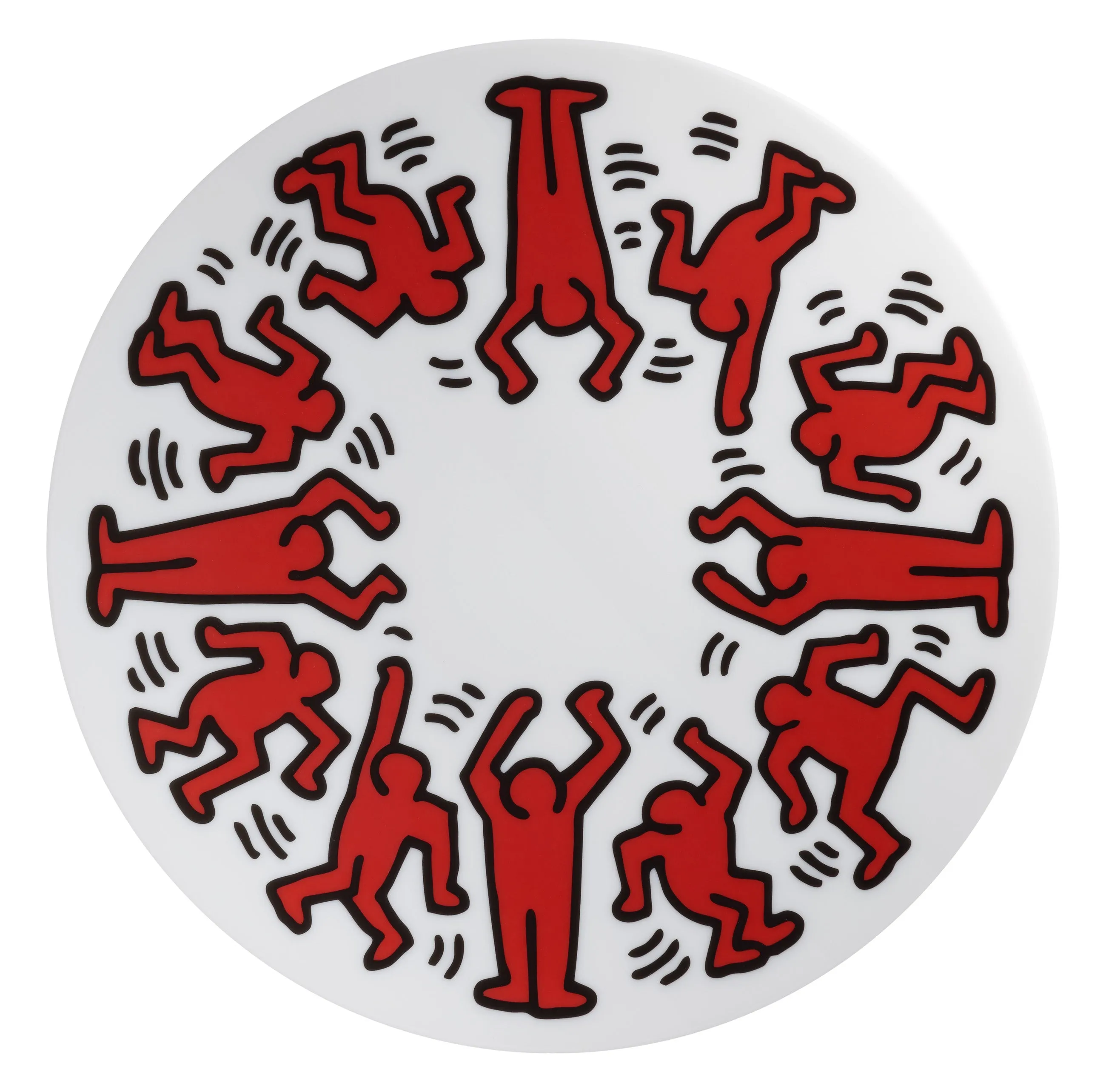 Keith Haring PORCELAIN and platinum PLATE "Red on White"