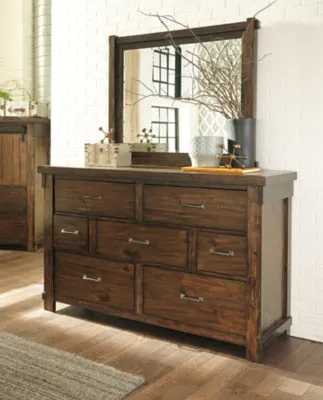 Lakeleigh Califorina King Panel Bed with Upholstered Bench with Mirrored Dresser, Chest and Nightstand