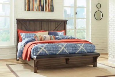 Lakeleigh Queen Panel Bed with Upholstered Bench with Dresser