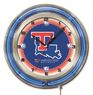 Louisiana Tech Bulldogs HBS Neon Blue College Battery Powered Wall Clock (19")