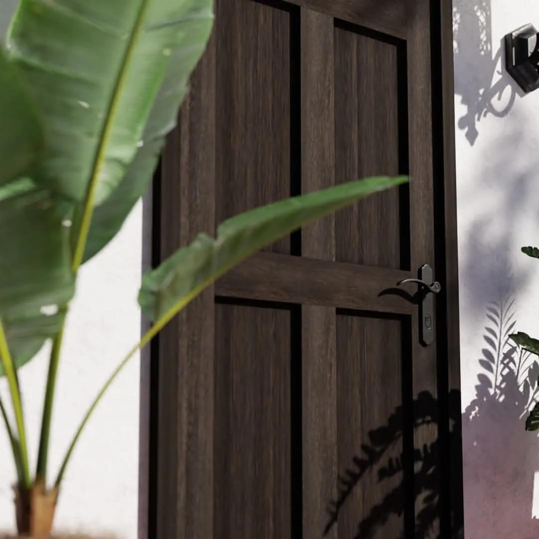 Mid-Century Modern 6 Panel Solid Wooden Front Door