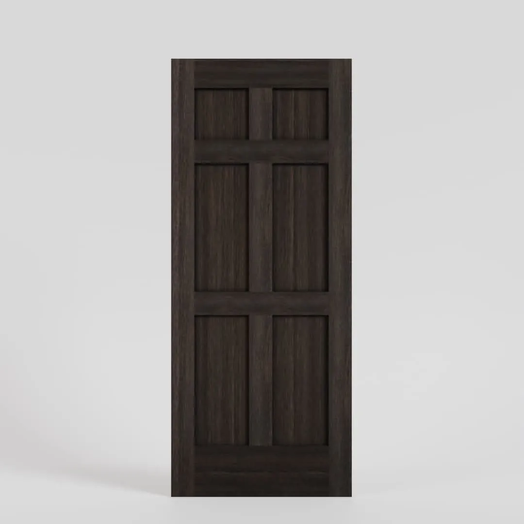 Mid-Century Modern 6 Panel Solid Wooden Front Door