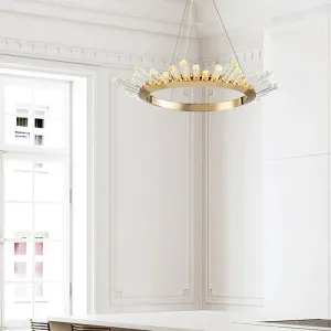 Modern Gold Metal LED Pendant Chandelier for Bedroom - 16"/21.5"/31.5" Wide