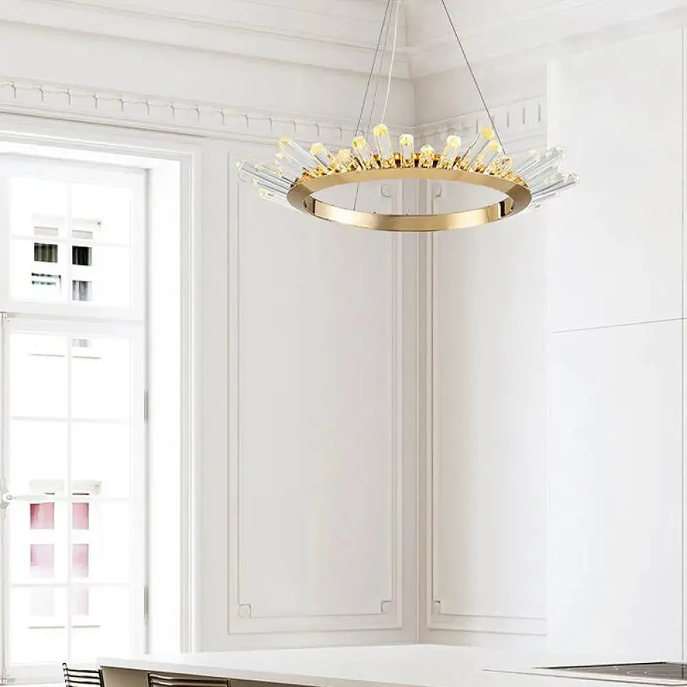Modern Gold Metal LED Pendant Chandelier for Bedroom - 16"/21.5"/31.5" Wide