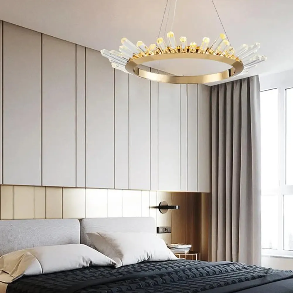 Modern Gold Metal LED Pendant Chandelier for Bedroom - 16"/21.5"/31.5" Wide