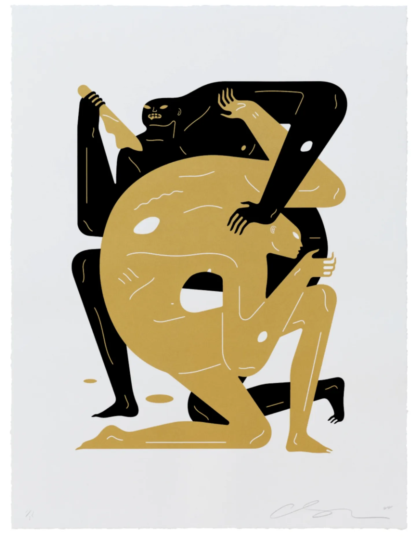 Never Win Never Lose White Silkscreen Print by Cleon Peterson