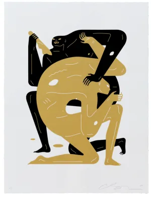 Never Win Never Lose White Silkscreen Print by Cleon Peterson