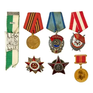 Original Soviet Union WWII to Cold War Era Awards and Decorations Lot Featuring 1945 Order of the Red Star - 7 Items