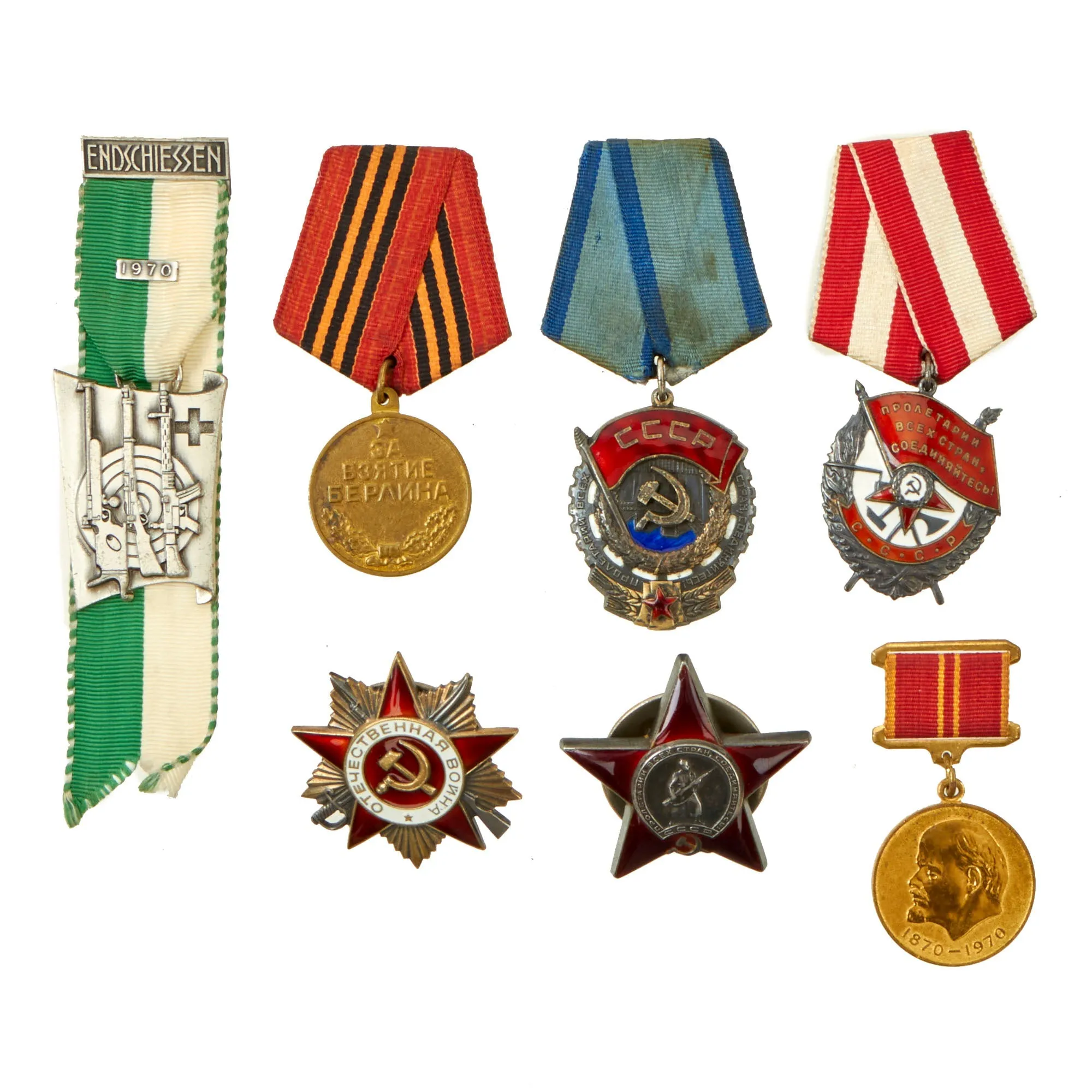Original Soviet Union WWII to Cold War Era Awards and Decorations Lot Featuring 1945 Order of the Red Star - 7 Items