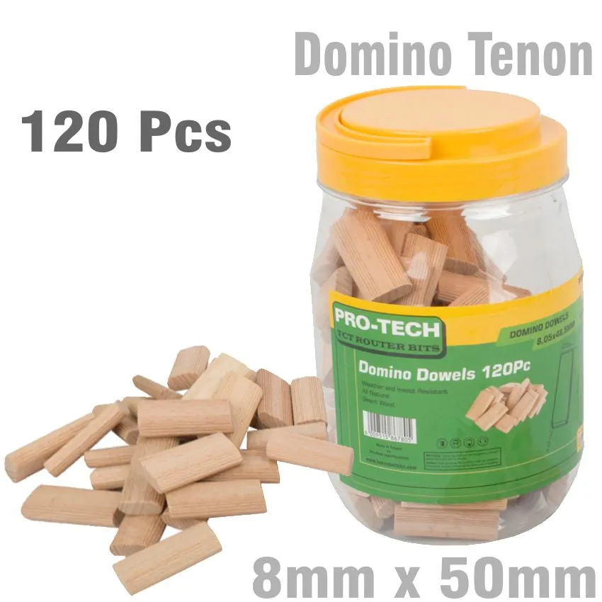 PRO-TECH DOMINO TENON 8X50MM 120PC JAR BEECH WOOD PTD0850