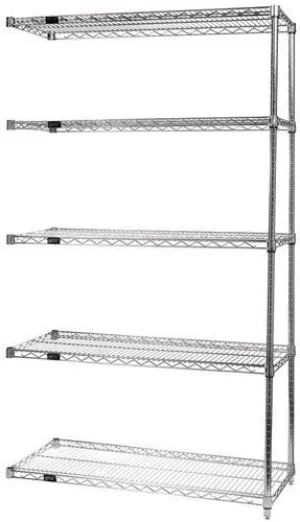Quantum Foodservice AD63-1424C-5 Chrome Wire Shelving Add-On Kit - 24"W x 14"D x 63"H