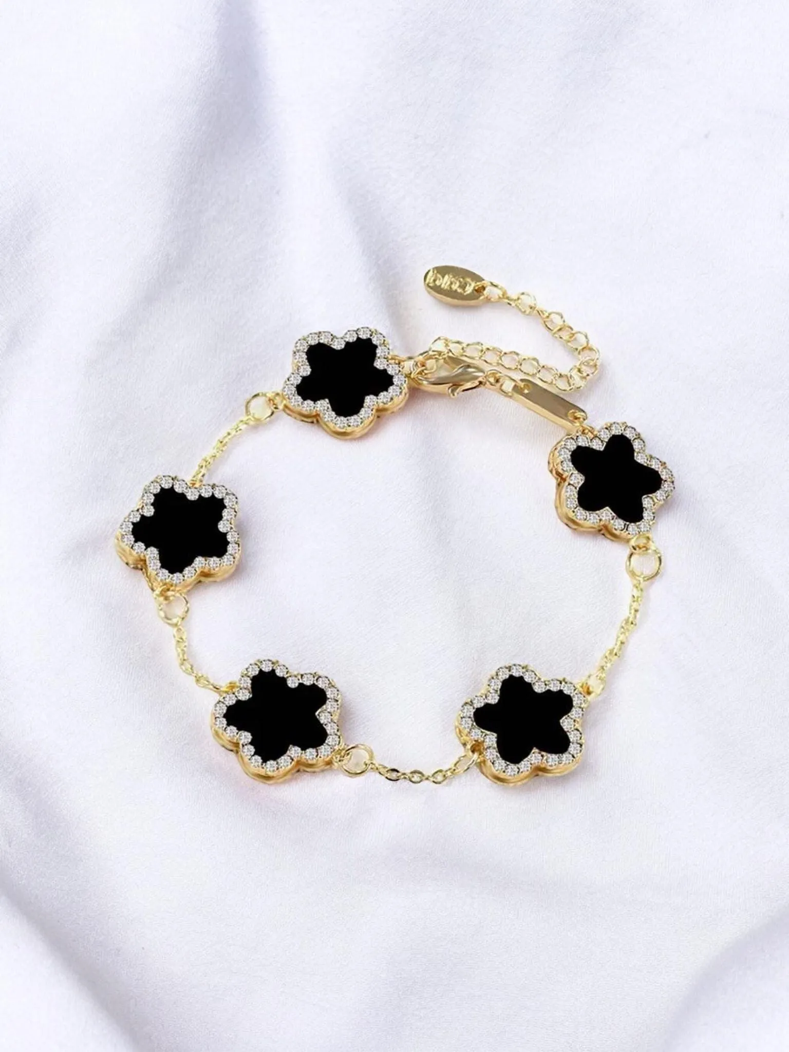 RHINESTONE CLOVER Bracelet (black)
