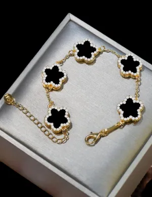 RHINESTONE CLOVER Bracelet (black)