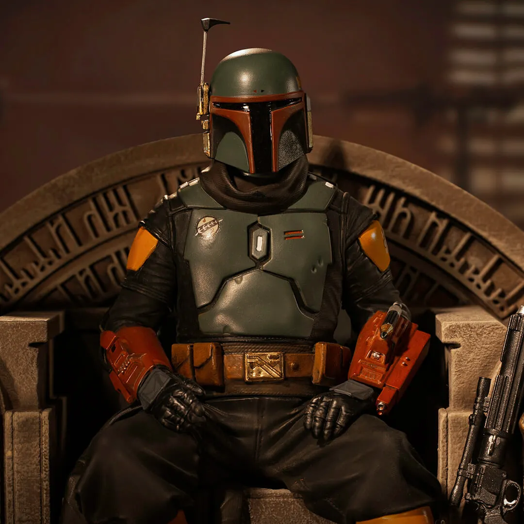 Star Wars The Mandalorian - Boba Fett On Throne Statue by Iron Studios