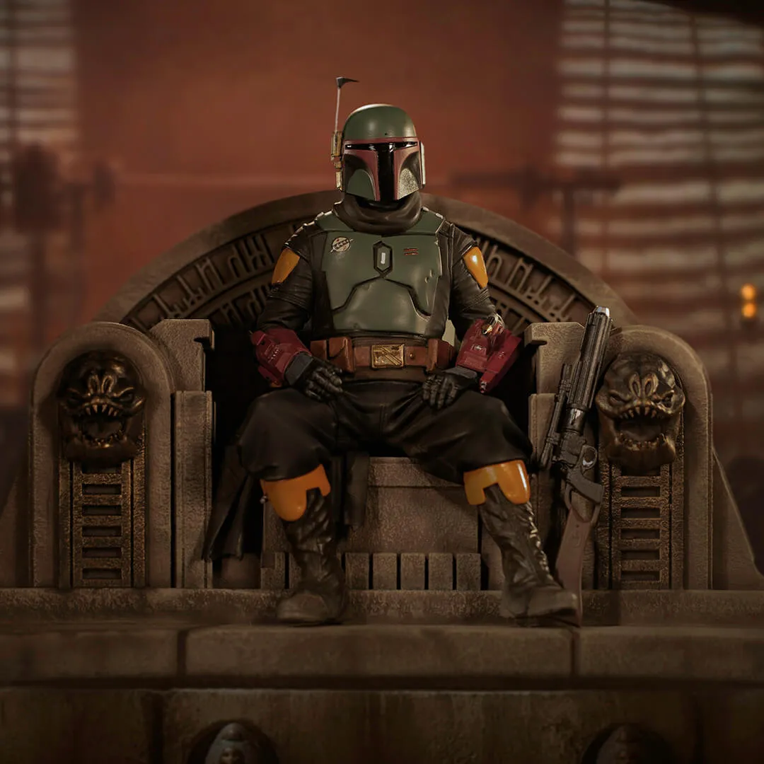 Star Wars The Mandalorian - Boba Fett On Throne Statue by Iron Studios