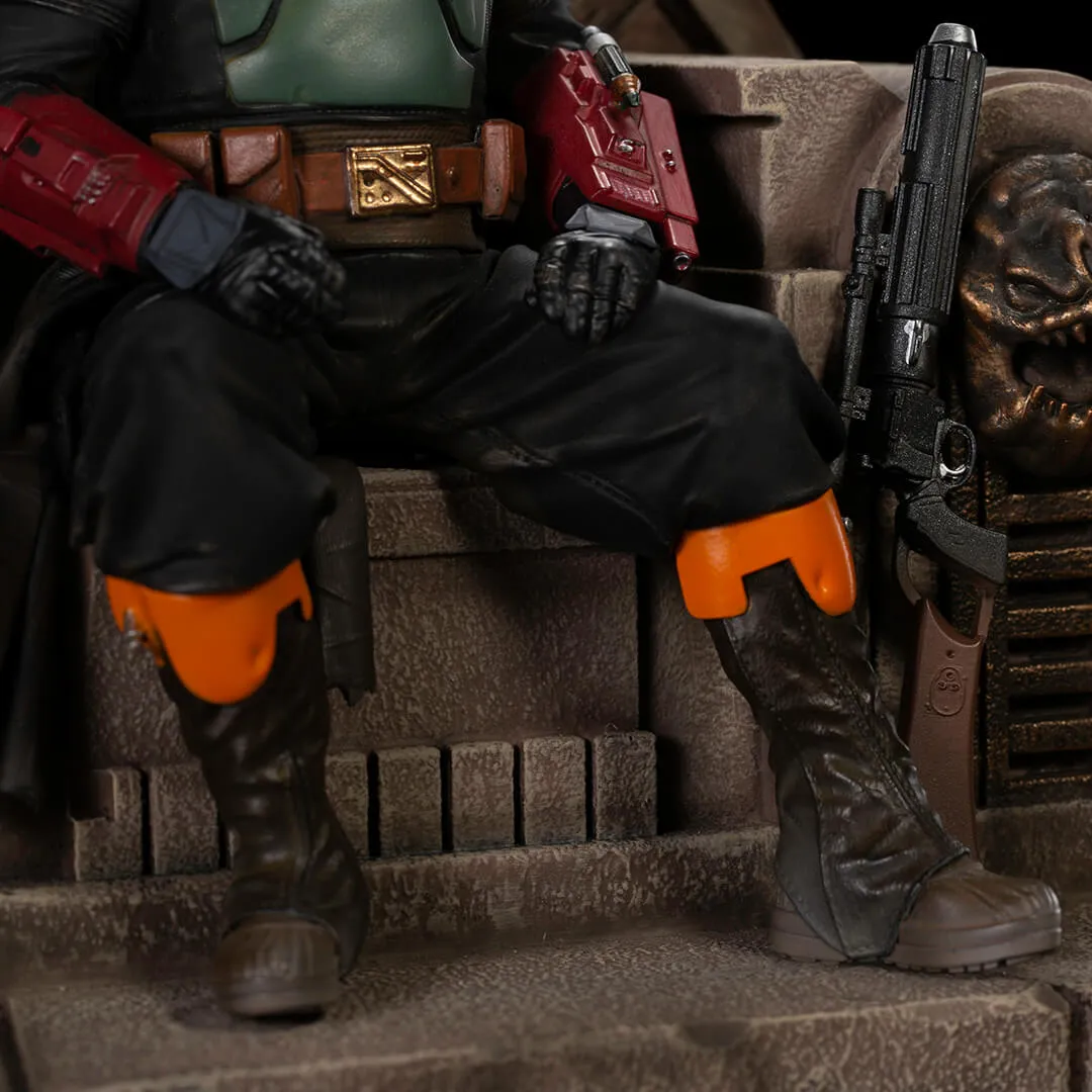 Star Wars The Mandalorian - Boba Fett On Throne Statue by Iron Studios