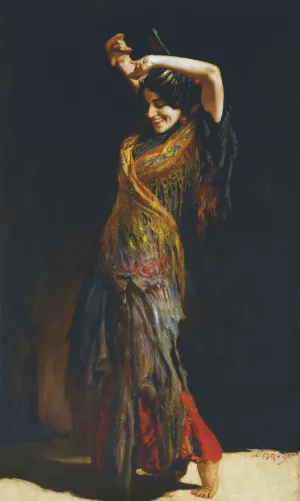 The Flamenco Dancer (Die Flamenco-Tänzerin) - Leopold Schmutzler - Rococo Painting