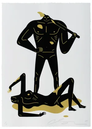The Naked Woman & Man White Silkscreen Print by Cleon Peterson