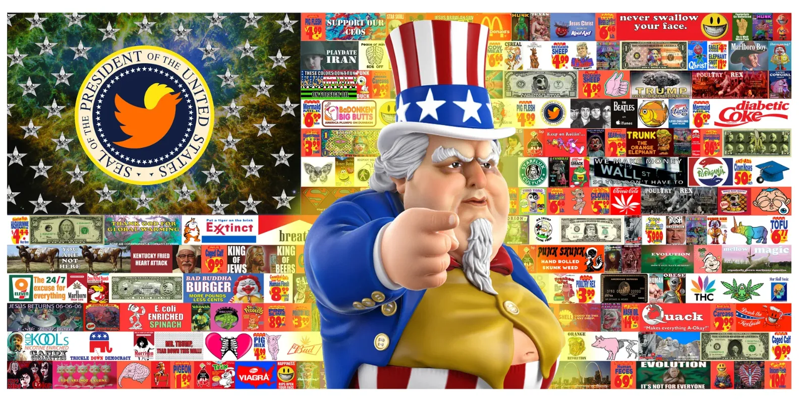 Uncle Scam Ad Flag Giclee Print by Ron English